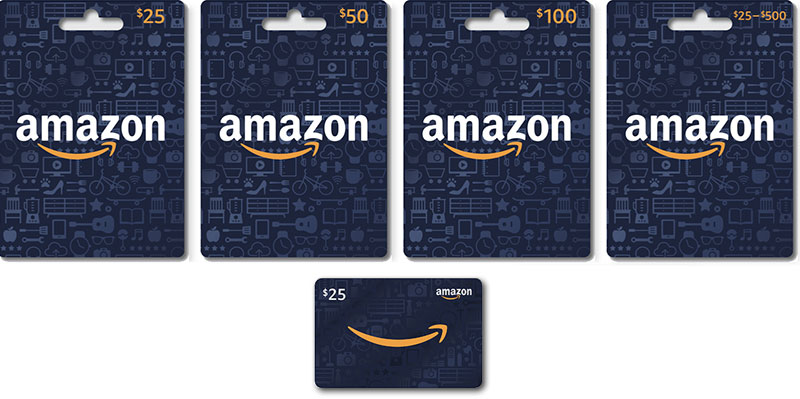 New carriers and card featuring a consistent color palette, a subtle background of icons, and the full Amazon logo