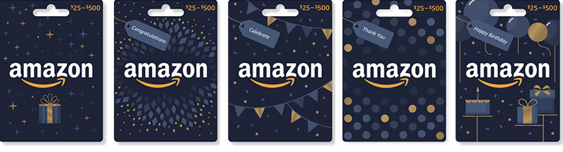 Occasion carriers after the redesign, featuring brand colors, with an identical background color as the core collection but with occassion-specific illustrations and touches of gold foil